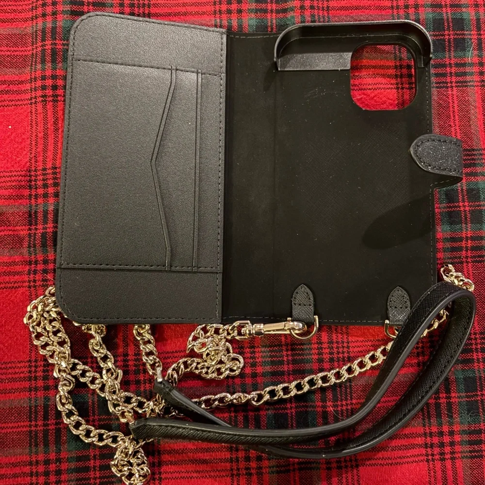 Kate Spade Glitter Black & Dainty Bloom IPhone 12 mini Magnetic Wrap Folio Cases